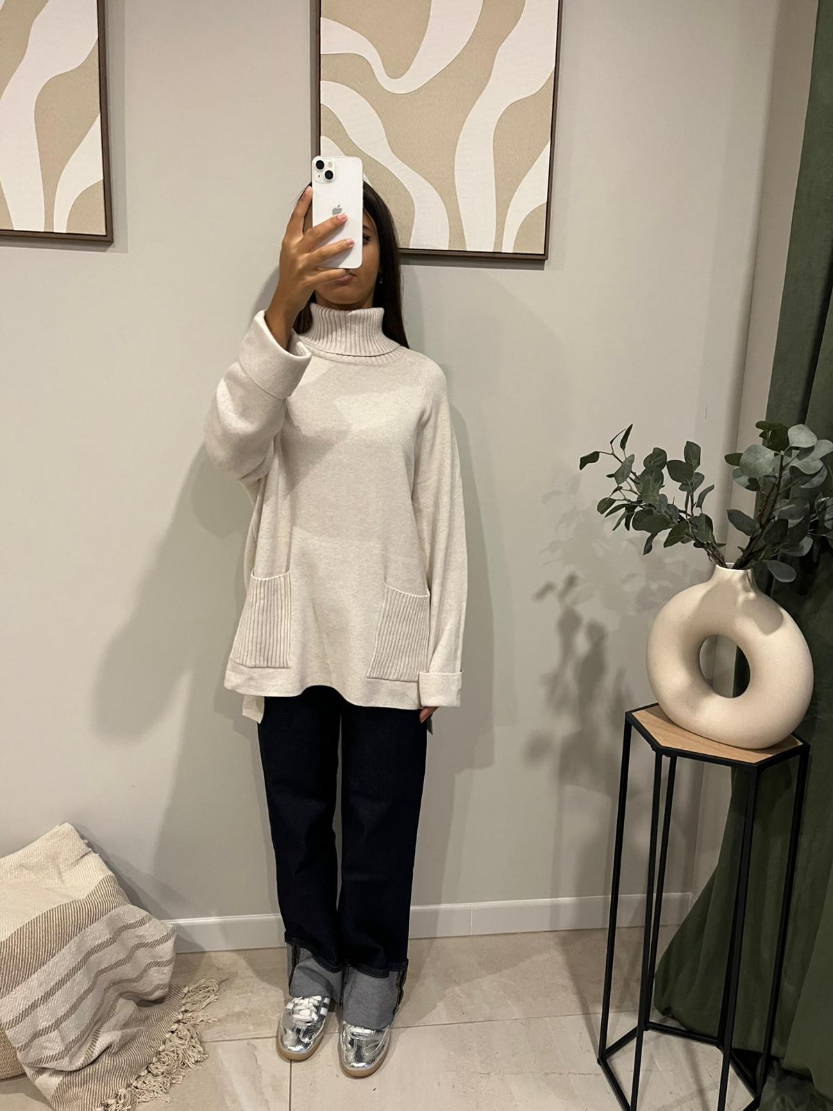 Pull cocooning oversize Beige