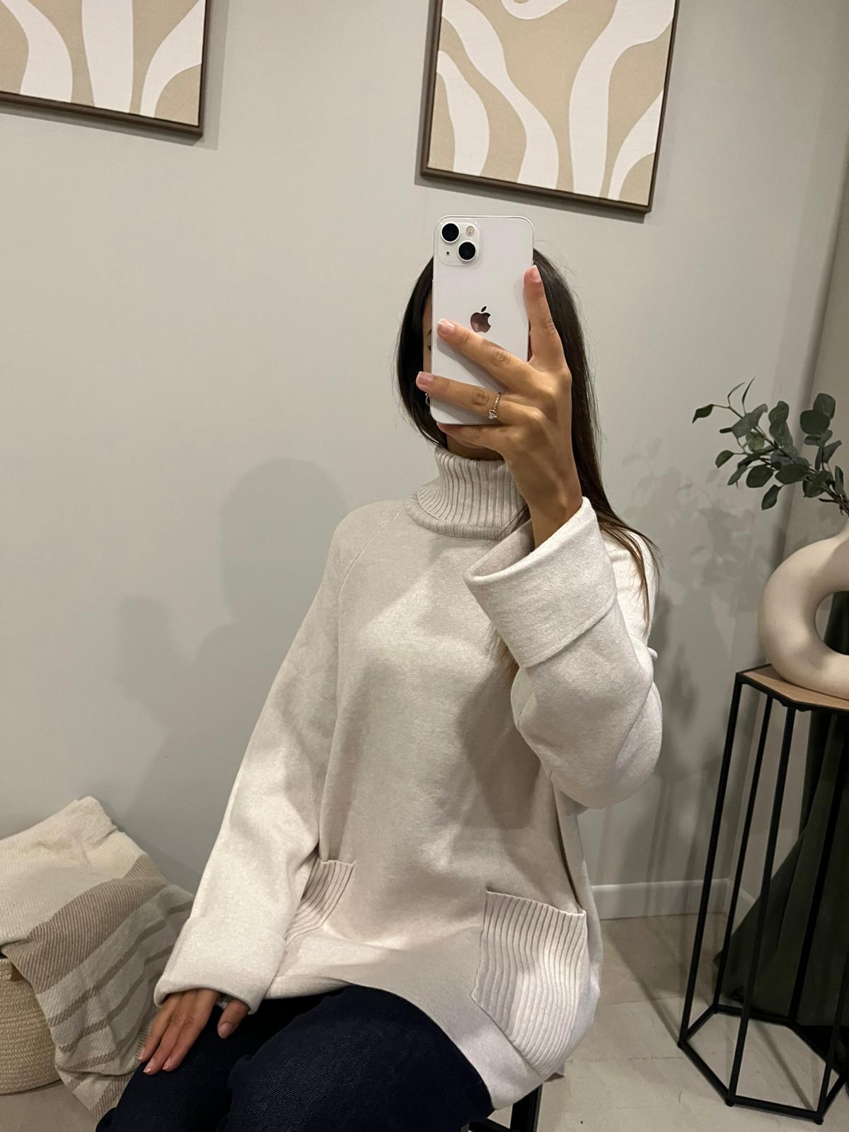 Pull cocooning oversize Beige