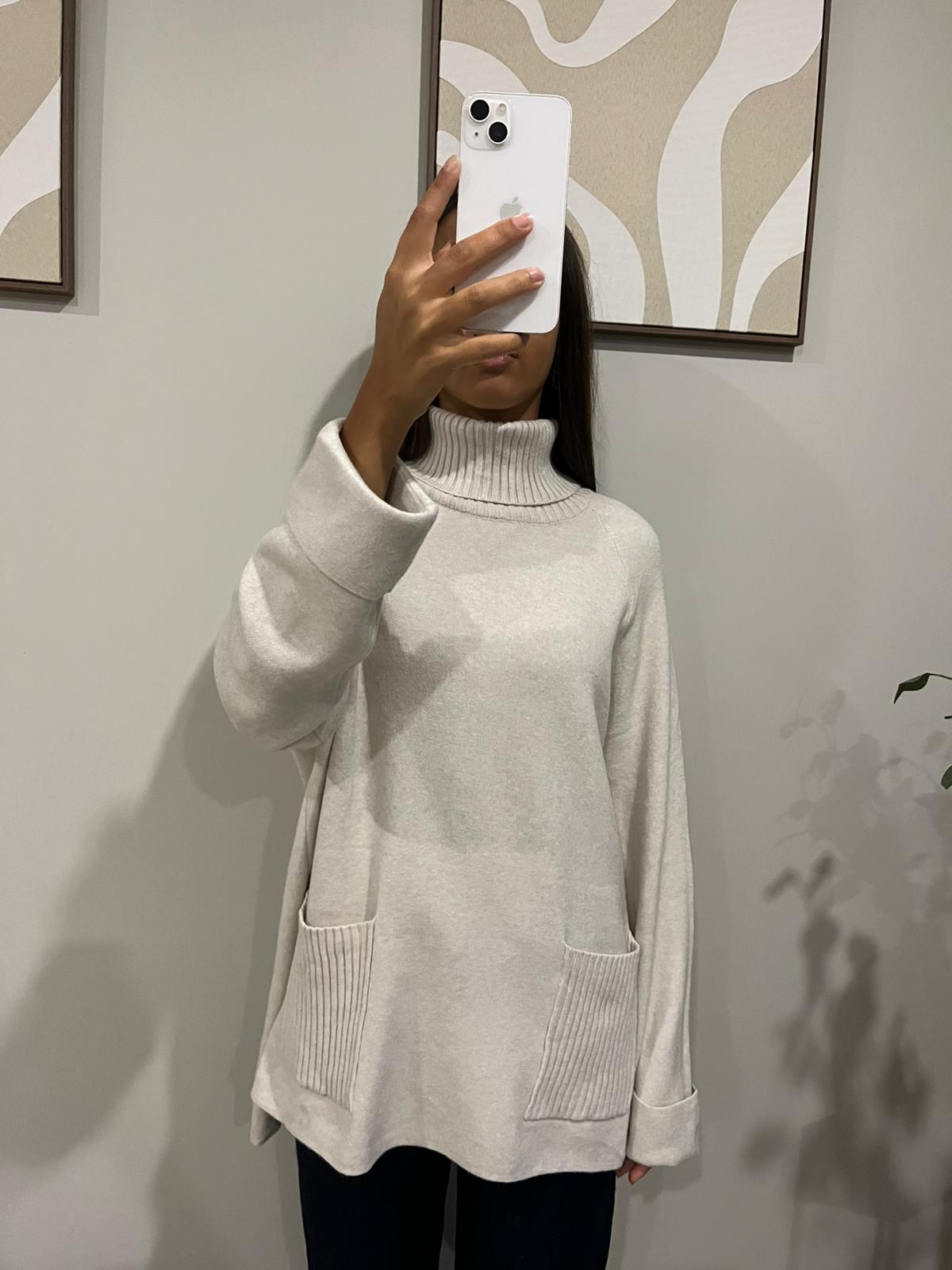 Pull cocooning oversize Beige