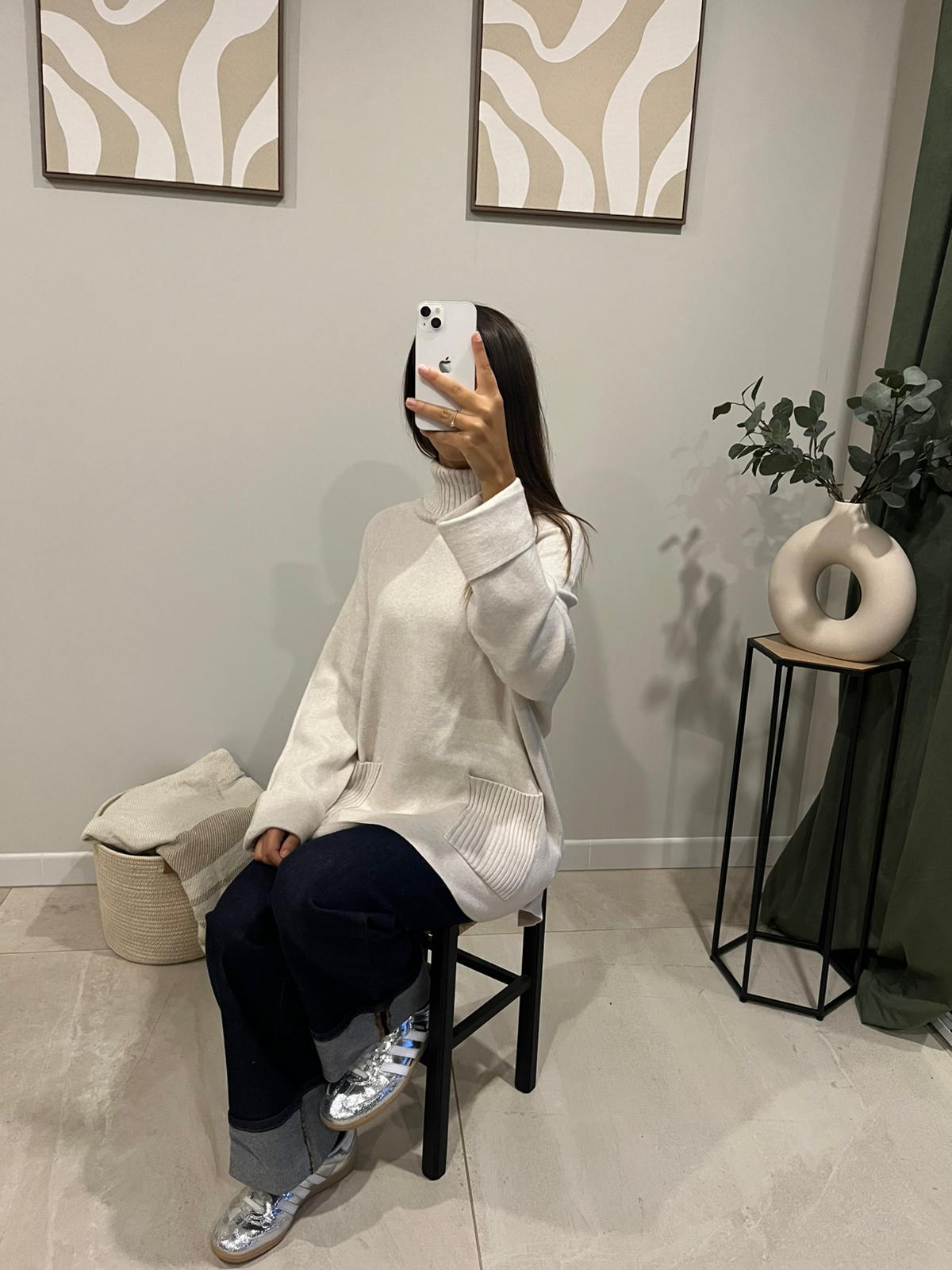 Pull cocooning oversize Beige