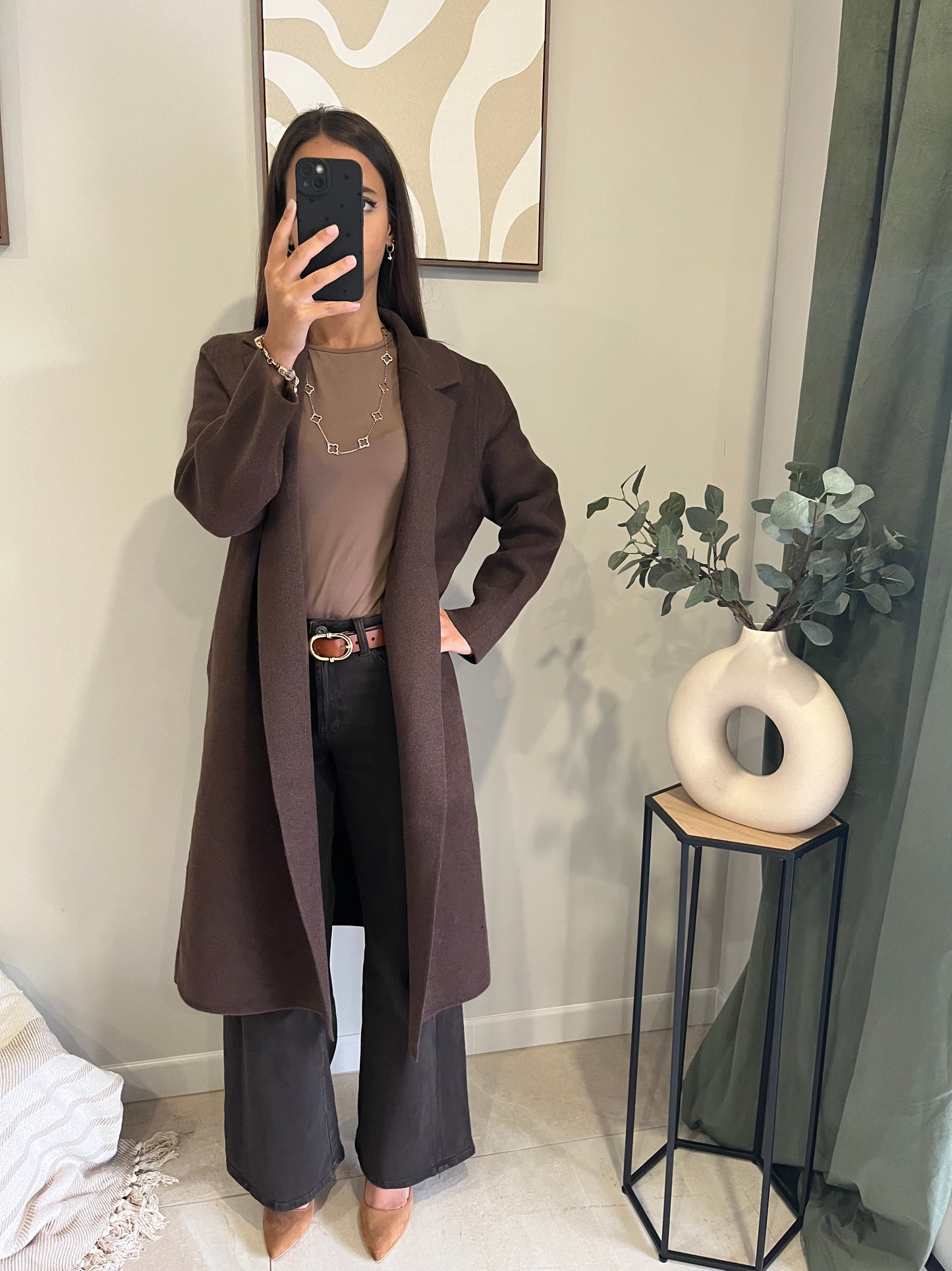 Manteau City long marron