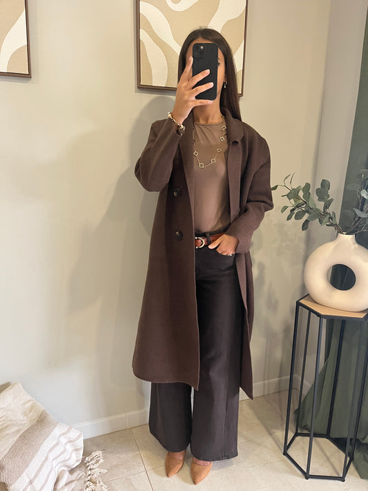 Manteau City long marron