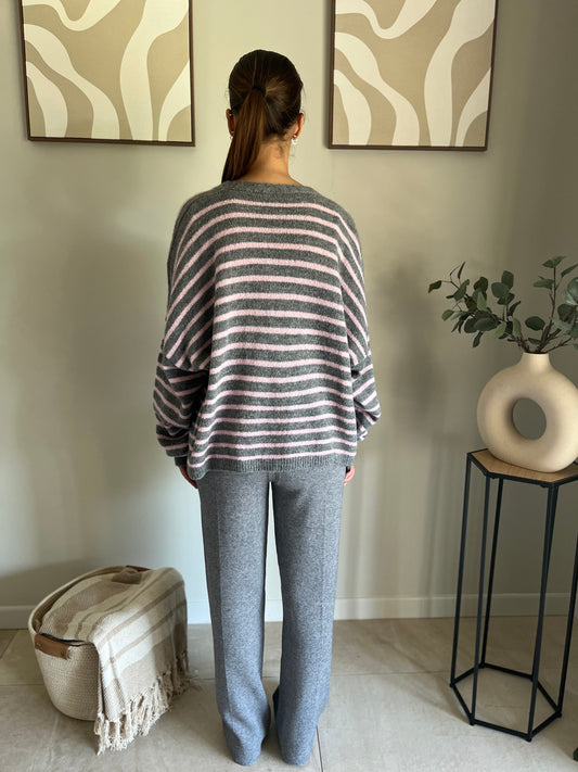 Gilet vibes à rayures roses