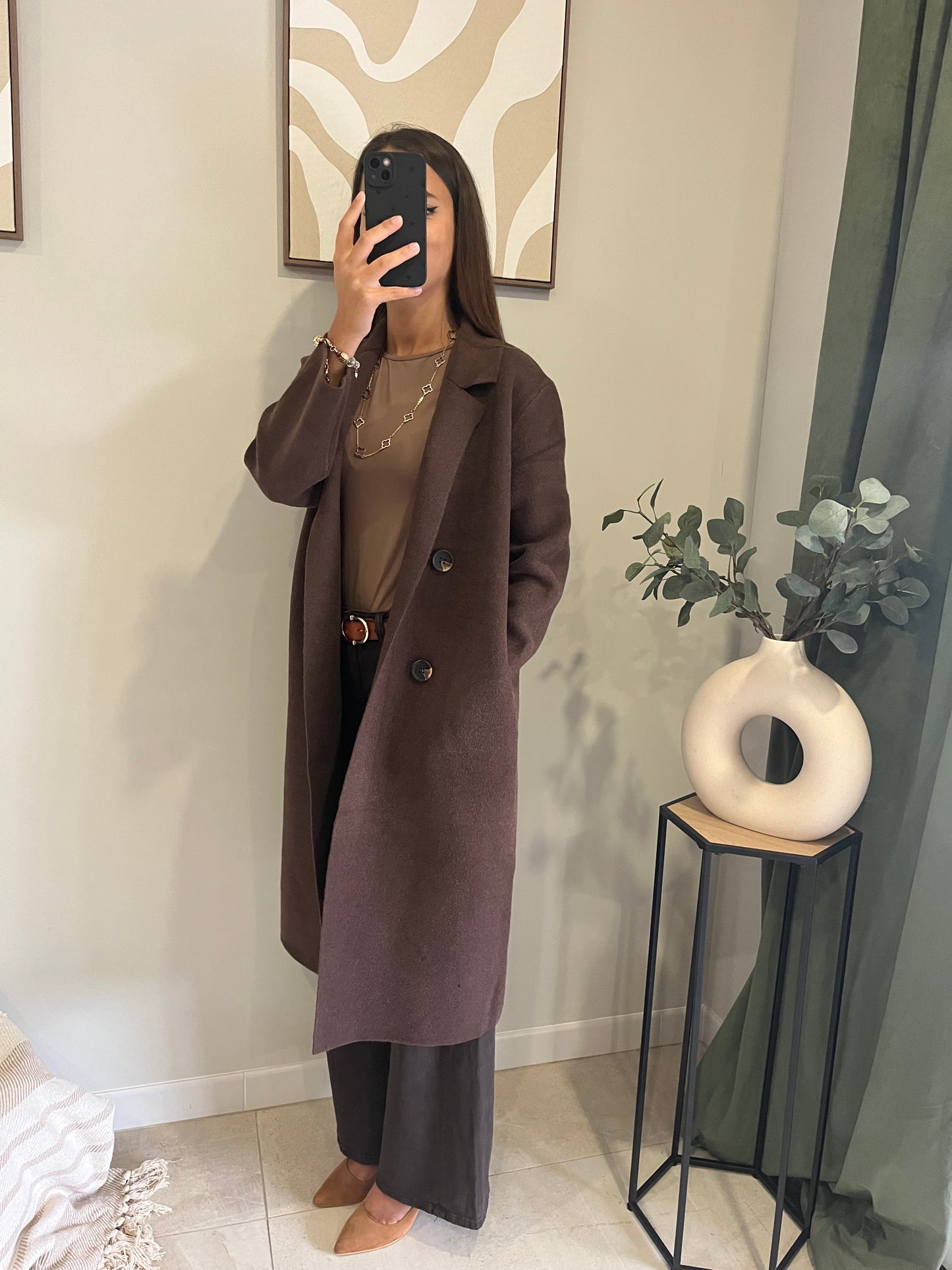Manteau City long marron