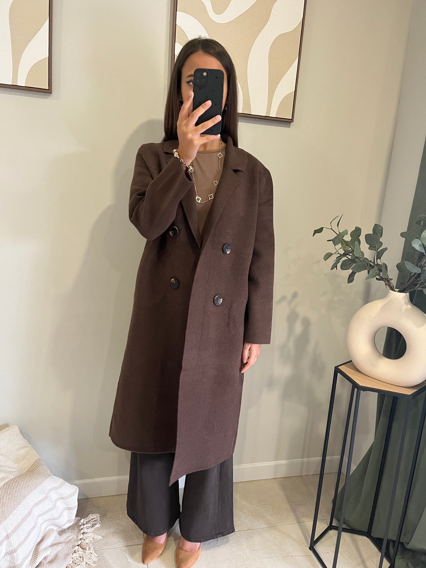 Manteau City long marron
