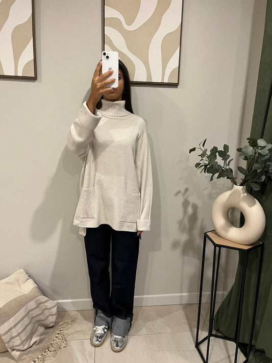 Pull cocooning oversize Beige